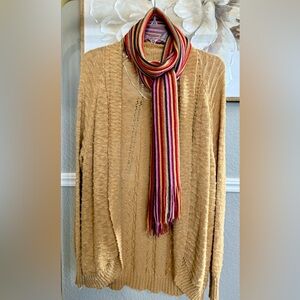 Roxy Mustard Lightweight Cable Knit Cardigan